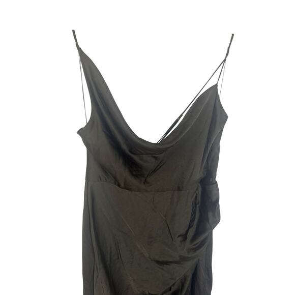 Significant Other Aria Dress Gown Green Asymmetrical US12 AU16 Cowl Neck Satin - Picture 5 of 9